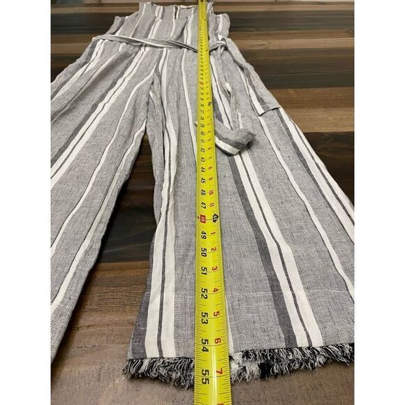 Clothe & Stone by Anthropologie Linen Striped Jumpsuit Open Back Gray Size M - Picture 12 of 13